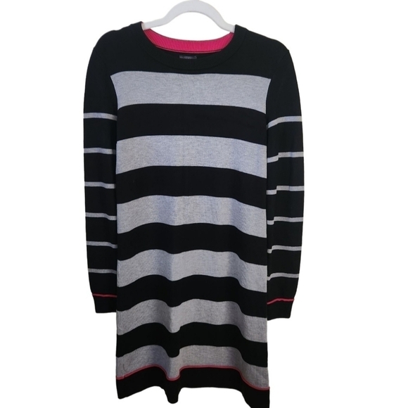 Vince Camuto Black Gray Striped Sweater Dress Size S - Picture 1 of 3